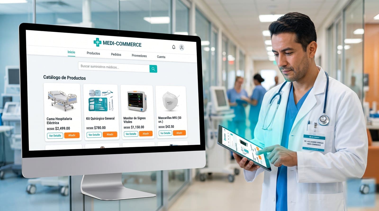 Medi-Commerce — visualization of medical device dashboards in a digital corridor